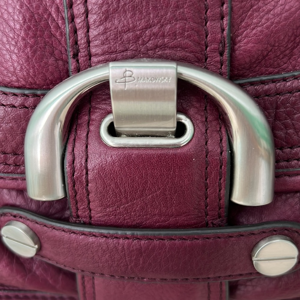 B Makowsky vintage leather shoulder handbag beautiful deep purple color - Picture 2 of 12